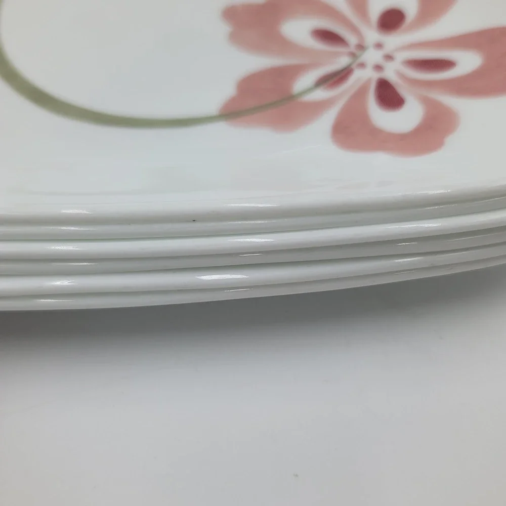 15pc Corelle Vitrelle Square Dinnerware Set Pretty Pink Flower Made in USA